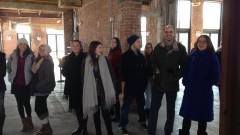 Lorraine Walsh, Art Program Director, organizes a student field trip to view Zimoun’s collaborative exhibitions