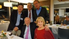 Soucheng Zhang, George Sterman, Peter van Nieuwenhuizen, Jim and Marilyn Simons. Image courtesy Barbara Zhang. 